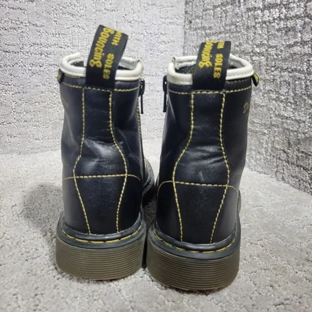 Dr martens Bruiser Unisex Kid's Size 2 US Black Leather Lace up Zipper Boots